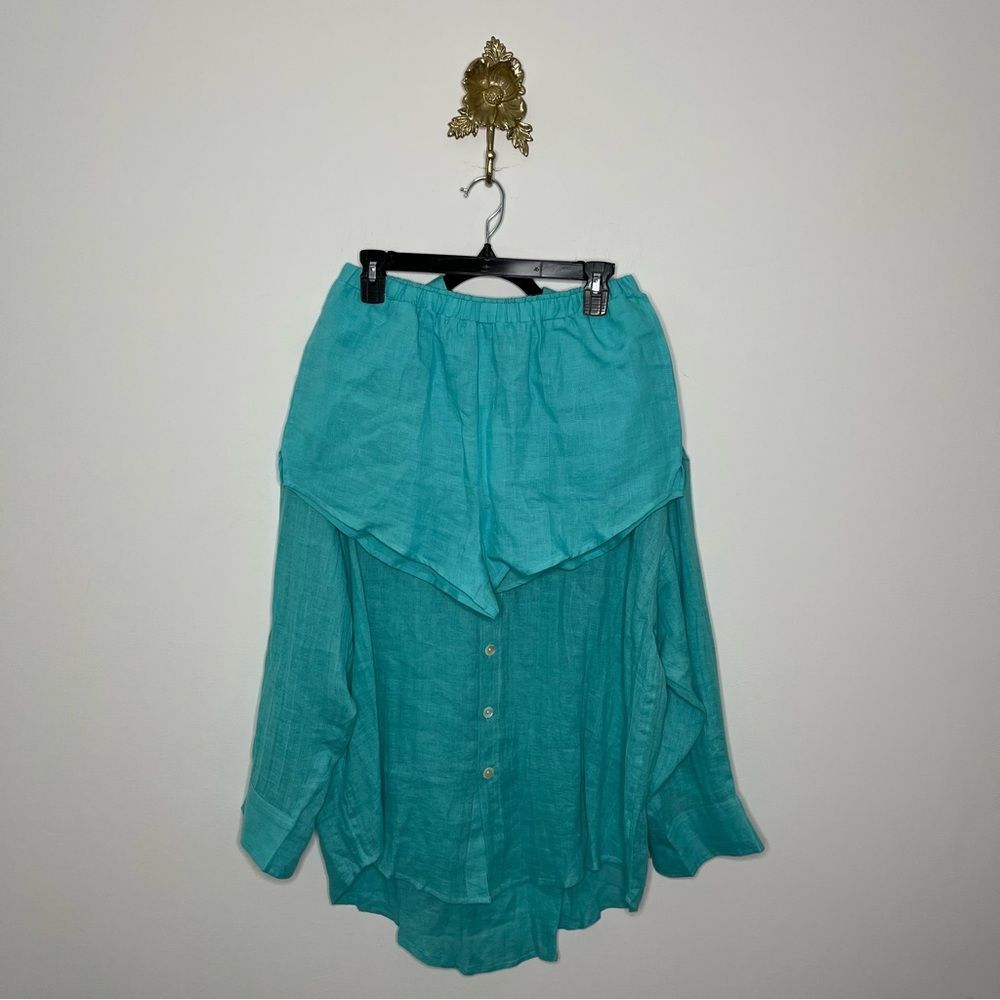 VItamin A Playa Linen Oversized Shirt Dress and Tallows Shorts S